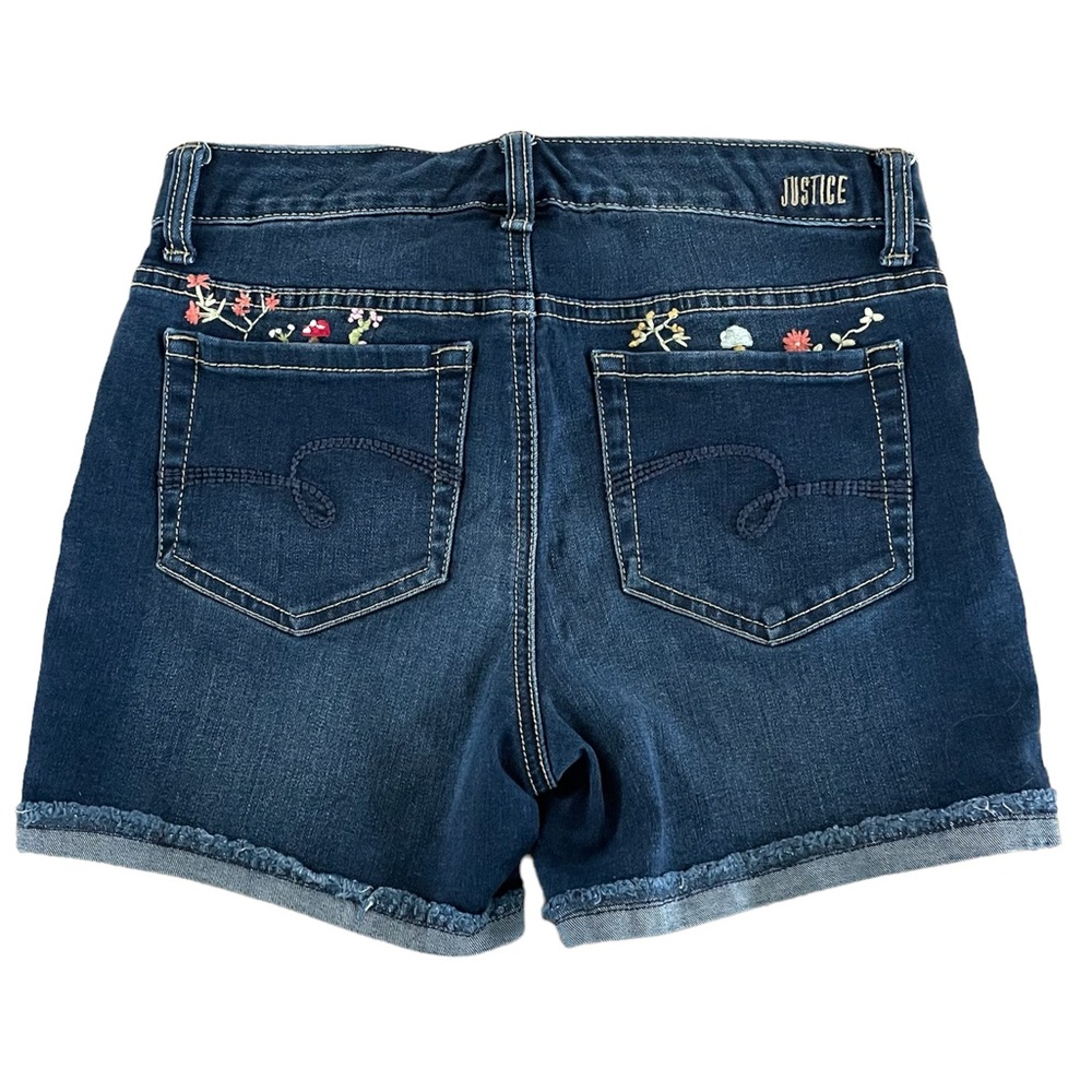 Hand Embroidered Girls Justice Stretch Denim Shorts